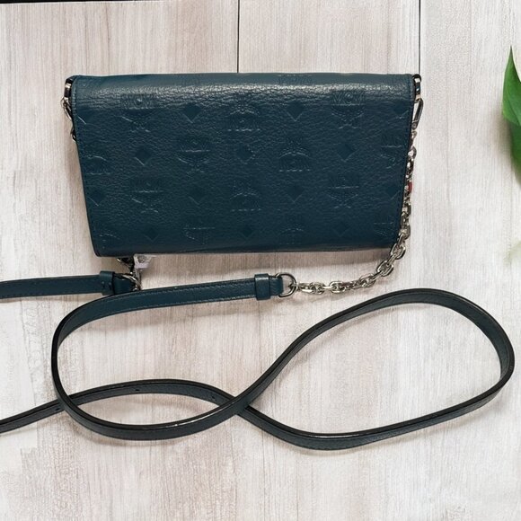 MCM  Calfskin Ottomar Wallet On Chain Teal (NWOT) - Picture 10 of 11